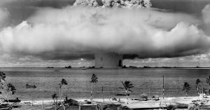 A view of "Baker Shot," part of Operation Crossroads, a nuclear test conducted by the United States at Bikini Atoll in the Marshall Islands in 1946. Credit: U.S. Department of Defense. 