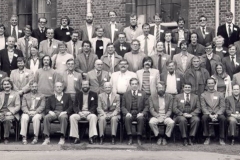 Meeting in France after the discovery of the Hot Vents at the Galapagos Spreading Center. Note the international gentrification of the new scientists who came into the field one year after the discovery. Kathy Crane is third from the right in the 2nd row, next to Enrico Bonatti and above Robert Ballard. Photo by the French Organizers of the meeting.