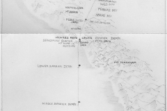 Map of Scott’s route to the South Pole, showing supply stops and significant events. Scott was found frozen to death with Wilson and Bowers, south of the One Ton Supply depot, in the spot marked “Tent.”  Credit: Apsley Cherry-Garrard; public domain.