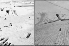 The northeast portal to Camp Century during construction in 1959 (left) and in 1964 (right), shortly before the base was abandoned.