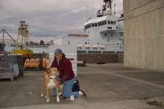 Dawn and her dog Lydia at University of Washington in the early 2000s, taken by Steve Miller of Scripps.